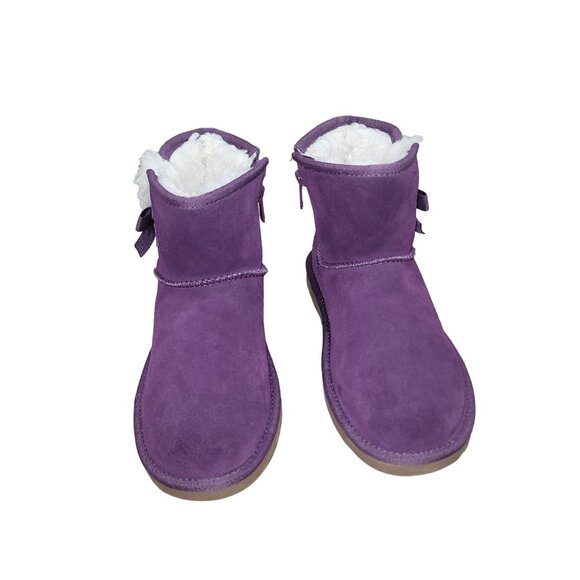 Koolarburra Ugg Women's Mini Winter Suede Fur Lined Bow Boots Gorpcore Work Warm - Picture 2 of 10